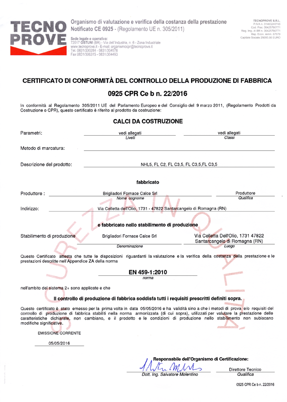 Certificazione Tecnoprove